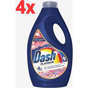 4x Dash Vloeibaar Wasmiddel Platinum Pioenroos en Hibiscus 18 Wasbeurten 810 ml
