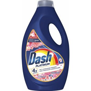 2e halve prijs: Dash Vloeibaar Wasmiddel Platinum Pioenroos en Hibiscus 18 Wasbeurten 810 ml