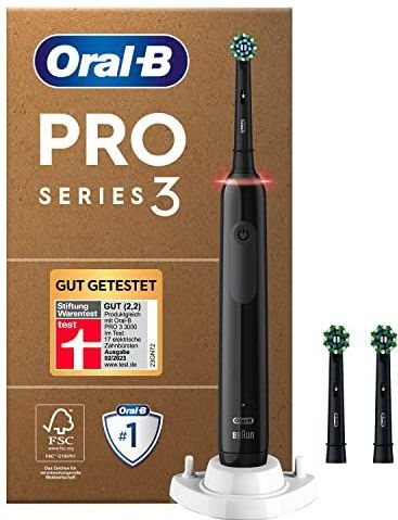 Oral-B Pro Series 3 Plus Edition Zwarte Elektrische Tandenborstel, 3 Opzetborstels, met visuele 360° drukcontrole voor tandverzorging