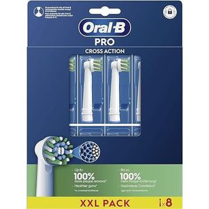 Oral-B Cross Action elektrische tandenborstelkoppen, 8 stuks vervangende koppen, schuine borstelharen die zich aan elke tand aanpassen voor een diepe reiniging