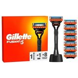 Gillette Fusion5 Scheersysteem Voor Mannen, 1 Handvat, 8 Navulmesjes, Met Lubrastrip Voor Een Gladde Scheerbeurt