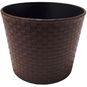 Ronde bloempot van kunstleer, diameter 17 cm, hoogte 14 cm