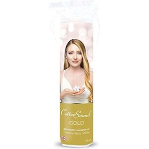 COTTON SOUND GOLD Make-up Remover Pads 120 stuks, 100% katoen, geschikt voor de gevoelige huid, ideaal voor het verwijderen van make-up, gladde kant en reliëfzijde, gemaakt in Italië