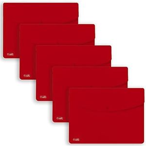 Favorit 5 enveloppen met sprint-knop, A4, polypropyleen, mat, rood
