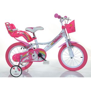 Dino Bikes Eenhoorn Kinderfiets - Meisjes - 14 inch - Wit/Roze