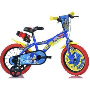 Dino Sonic - Kinderfiets 16 Inch - van 4-6 Jaar - met Zijwieltjes - Jongensfiets Blauw