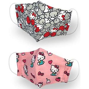Kanguru Green Mask Hello Kitty ,Facial Mask, 100% Cotton, Washable, Reusable, for Woman, Pink, 20 x 12, 5 cm, 200 g - 2 Count, 1261