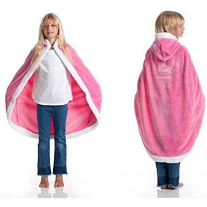 Kanguru Kindercape met capuchon, prinses, met haak om te sluiten, superzacht, comfortabel, pluizig, warm, cape van microvezelfleece, roze, eenheidsmaat 110 cm