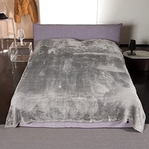 KANGURU Fluffi LOFT fleece deken van microvezel voor tweepersoonsbed pluizig flannel fluweel pluche deken, vachtlook, grijs, 230 x 230 cm