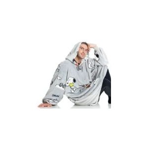 Kanguru Kangurone Snoopy Hoodie Fleece deken sweatshirt met, Oversized Draagbare Deken met bonteffect, Grijs, voor Volwassenen Mannen Vrouwen maat 95x95cm