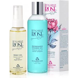 Body care Signature Spa | Verfrissende douchegel en voedende lichaamsolie met 100% natuurlijke Bulgaarse rozenolie en kaviaar-complex