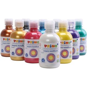 Acrylverf – Metallic Verf – Luxe Acrylverf Metallic Kleuren - Acrylaatverf – Acrylic paint – Hobbyverf – Knutselen en Verven – Sneldrogend – Metallic - PRIMO - 10x300ml