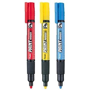 Pentel MMP20 Lakmarker Paint Marker 3 stuks (rood, geel, lichtblauw)