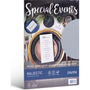 Favini® Majestic Metallic Papier – 10 Vel A4 – 250 g/m² – Zilverkleurig – Metallic Papier – Zuurvrij – FSC – Voor Uitnodigingen & Kaarten – Made in Italy