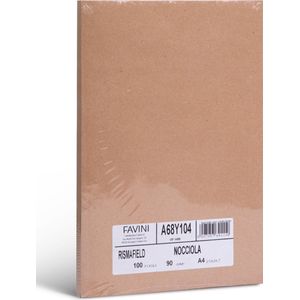 Rismafield recycle papier 100 vel A4 90 g/m2 kleur Hazelnoot Nocciola FAVINI Made in Italy