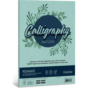 Favini® Ecologisch Upcycle Papier – 50 Vellen A4 – 120 g/m² – Aquamarijn Groen – 25% Leervezels – FSC – Inkjet Geschikt – Voor Kalligrafie – Rustiek Perkament Papier – Made in Italy