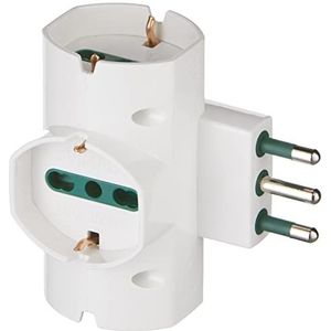 VIMAR RI.00315.B elektrische adapter meerdere verticale verschoven, 3 universele stopcontacten met kinderbeveiliging SICURY stekker (groot) Italiaanse standaard type S17 2P+T 16 A