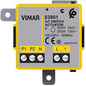 Vimar 03981 IoT-relaismodule met NO-uitgang voor gloeilampen, LED, fluorescentielampen, transformatoren, afstandsbediening, dual-bluetooth en Zigbee-technologie, grijs