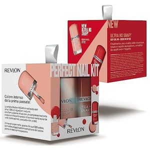 Revlon Perfect Nail Kit Exclusieve 2 Ultra HD Snap! 100% veganistische formule met 75% natuurlijke ingrediënten - Keep Cool en Cherry On Top kleuren