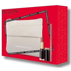 Revlon & Mandarina Duck Limited Edition Make-up Kit Lippenstift Glas Glanzend Nude Illuminator + Lippenstift Colorstay Longwear Lip Liner Blush + Zakje Grijs