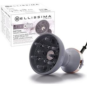 Bellissima Diffon Ceramic en Argan Oil, heteluchtdiffuser voor krullend haar, keramische en arganolie-technologie, 2 lucht/temperatuurniveaus, zacht drogen, 700 W