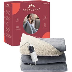 Dreamland 16993 - Elektrische deken - Onderdeken - 160x20cm - Sherpa en fluwelen - Grijs