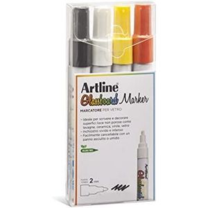 Artline Glassboard, 4 glazen stiften - zwart, wit, geel en oranje