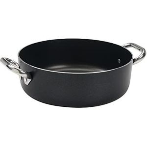 Pentole Agnelli ALSA106SS24 Alblack lage pan met handgrepen, aluminium, zwart, 24 cm