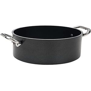 Pentole Agnelli aluminium zwarte Crist diepe pan met 2 grepen, 1,8 liter