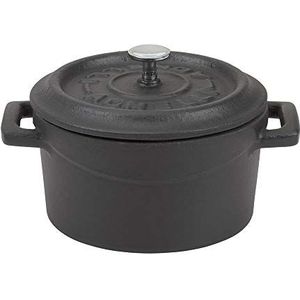 Pentole Agnelli COGHSRP10414M Slowcook-gietijzeren braadpan, 14 cm, 0,8 l, matzwart