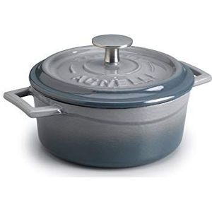 Pentole Agnelli COGHSRP10414Y Slowcook-gietijzeren braadpan, 14 cm, 0,8 l, grijs