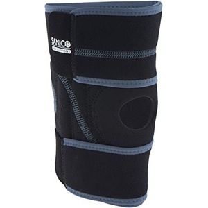 SANICO Kniebrace, elastische knieschijvenbandage met compressie, orthopedische neopreen bandage voor stabiliteit, ontlasting, bloedcirculatie, aan beide zijden, ademend, 55 x 0,3 x 25 cm