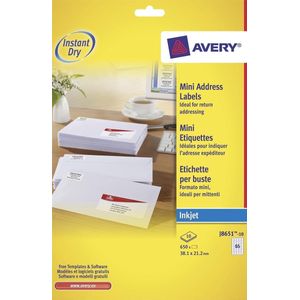 Avery White Mini Label - Inkjet - J8651