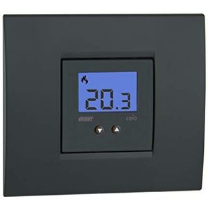 VEMER VE780300 CELO inbouwthermostaat met lcd-display, stroomvoorziening 230 V, antracietgrijs en wit