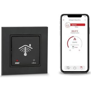 VEMER VE796101 OIKOS WIFI INT, wifi-timer op inbouwdoos, rond (50 x 50), smart thermostaat met app, Alexa en Google Home, weekprogrammering, stroomvoorziening 230 V, grijs