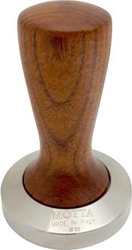 Motta Koffie Tamper Slim Hout/RVS flat base - 58 mm