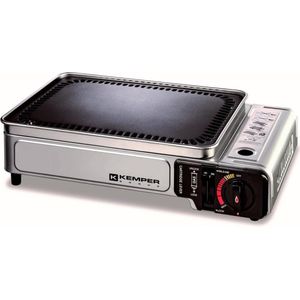 Kemper draagbare Plancha grill in koffer - draagbare gasbarbecue zonder gasfles