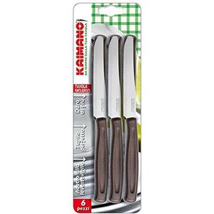 Kaimano 1023389 Dinamik tafelmes, halve tanden, roestvrij staal, bruin, 28 x 10 x 2 cm, 6 stuks