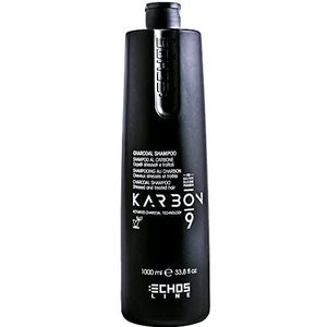 Echosline CHARCOAL Karbon 9 Shampoo met Actiefkool voor Beschadigd, Chemisch Behandeld Haar 1000 ml