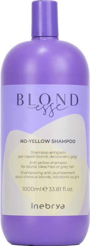 Inebrya - BLONDesse No-Yellow Shampoo - Shampoo - 1000 ml - Voor Blond en Grijs Haar