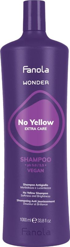 Fanola - Wonder No Yellow Shampoo - 1000ml - Paars Pigment - Verhelderend
