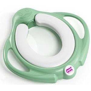 OKBABY Pinguo Soft Toiletbril voor kinderen, pluizig, met 2 handgrepen, groen