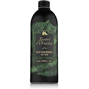 Tesori d'Oriente Badcrème sandelhout van kasjmier en vetiver, schuimbad met noten van gember en bergamot, reinigt zacht de huid, verkwikkend en verfrissend, 500 ml