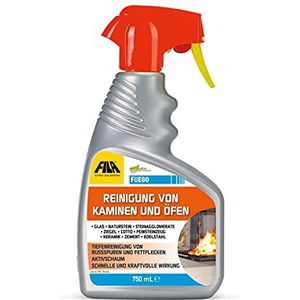 FILA Surface Care Solutions, FUEGO, reiniging van open haarden en kachels is ontwikkeld: het is ideaal voor het verwijderen van roet en vuil uit verbrandingsvetten, 750 ml