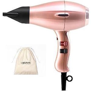 elchim 3900 Healthy Ionic Venetiaanse Schuko-stopcontact, roségoud, met katoenen zak, professionele haardroger, gemaakt in Italië, licht en stil, lage droging 30%, 2400 W