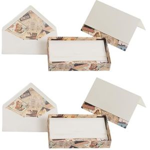 Magicamente Carta Set van 2 enveloppen met envelop met doos, 12 x 18 cm, 10 vellen + 10 enveloppen ivoorpapier, goudpoeder, decoratie Venetië