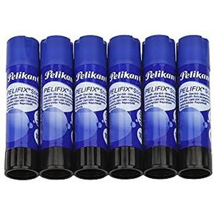 Pelikan Pelifix Lijmstift, 10 g, transparante lijm, zonder oplosmiddel, wasbaar, veilig voor kinderen, voor school, handwerk, papier en fotografie, 6 stuks