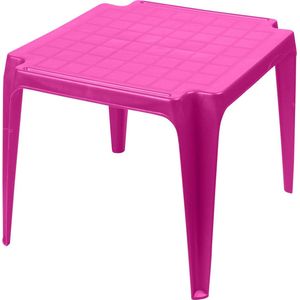 Sunnydays Kindertafel - roze - kunststof - buiten/binnen - L56 x B51 x H44 cm - Bijzettafels