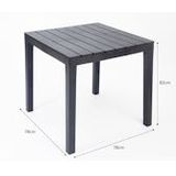 Tafel Bali 80 X 80 cm Anthraciet - Hoogte 72 cm