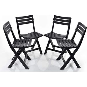 Gerimport - Praktische Klapstoelen set - 4 x vouwstoel – zwart – Praktisch – Inklapbaar - Tuin – Eetkamer –